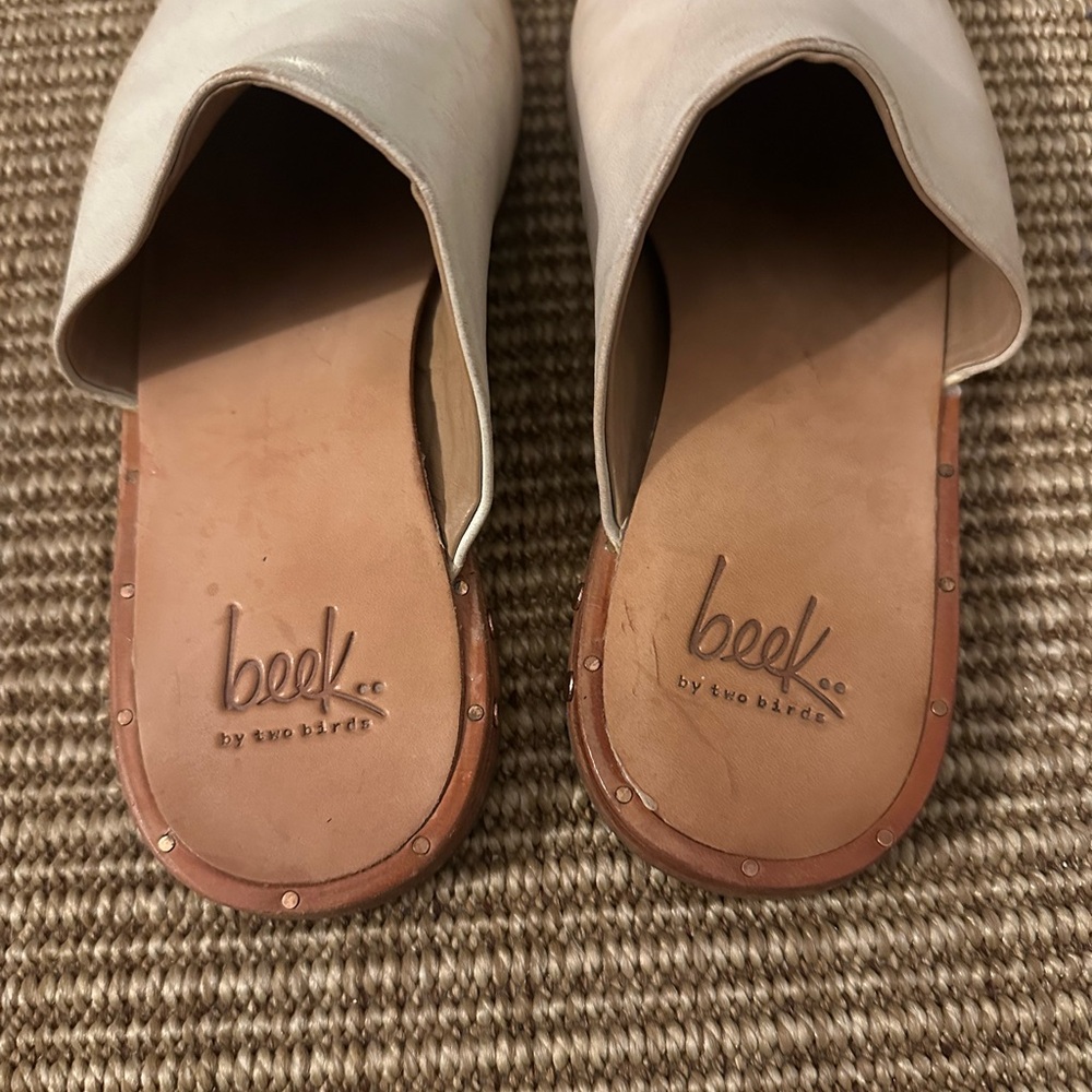 Beek by Two Birds Women's Ivory Leather Mules - Picture 3 of 8